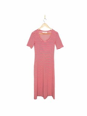 Sonnet James A Play Dress Striped Pink Short-Sleeve Midi Dress